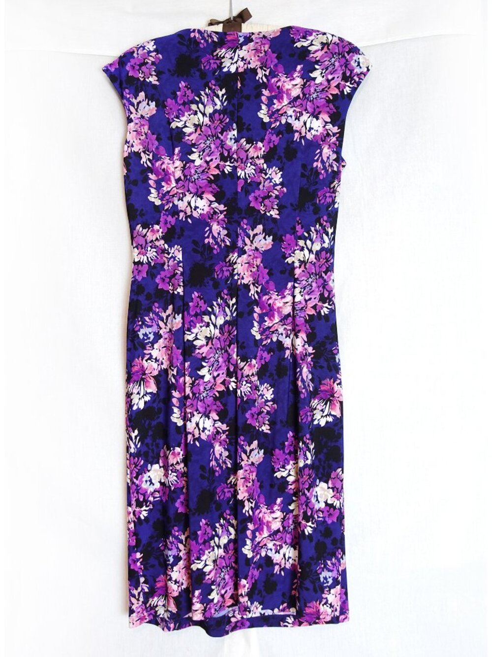 American Living Navy Floral Faux Wrap Ruffle Dress Size 12 - Picture 3 of 8